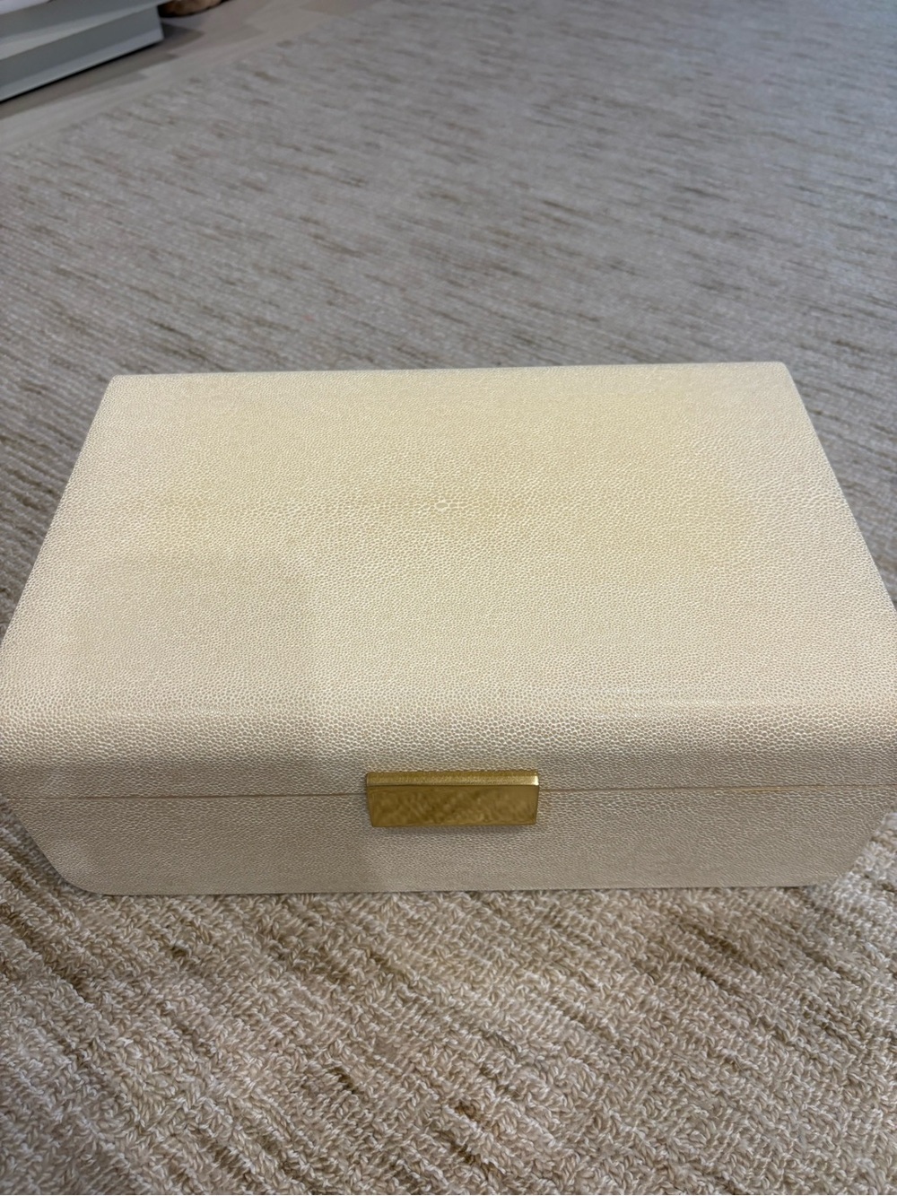 Aerin Cream Decorative Box with Gold Hardware